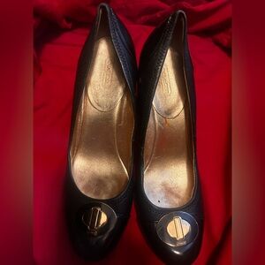 Coach Black Flats with Gold Details